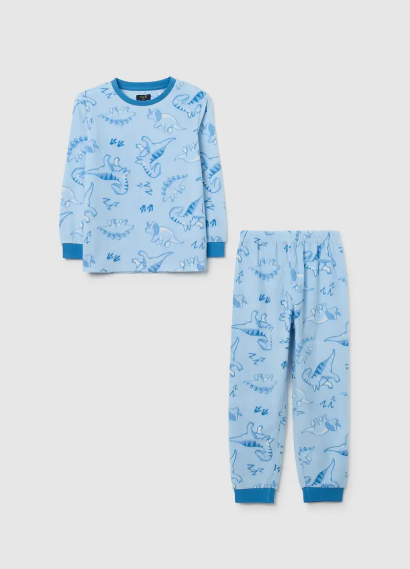 Pigiama Azzurro Da Bambino Con Stampe Dinosauri Regular Fit, Azzurro