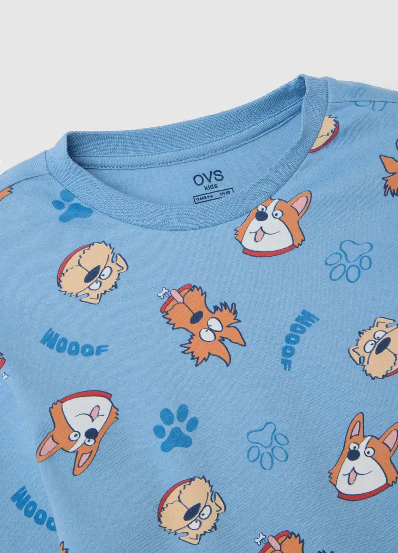 Pigiama Azzurro Da Bambino In Puro Cotone Con Stampa, Multicolor miniatura 3