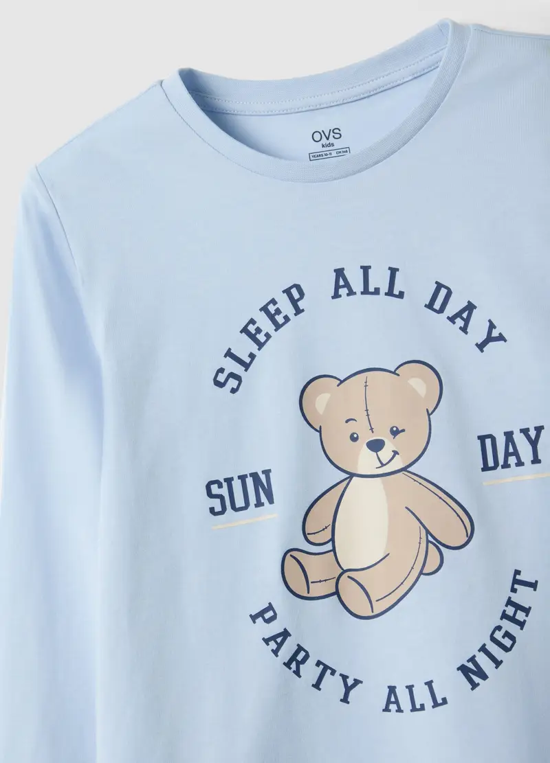 Pigiama Azzurro In Cotone Organico, Bambina, Azzurro miniatura 3