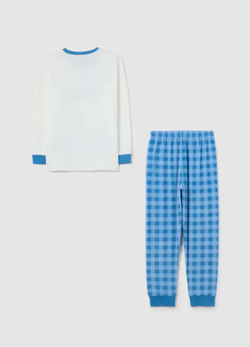 Pigiama Bianco E Azzurro In Pile, Bambino, Bianco miniatura 2
