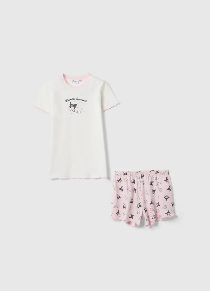 Pigiama Corto In Puro Cotone Multicolor Da Ragazza Con Kuromi, Bambina, Multicolor