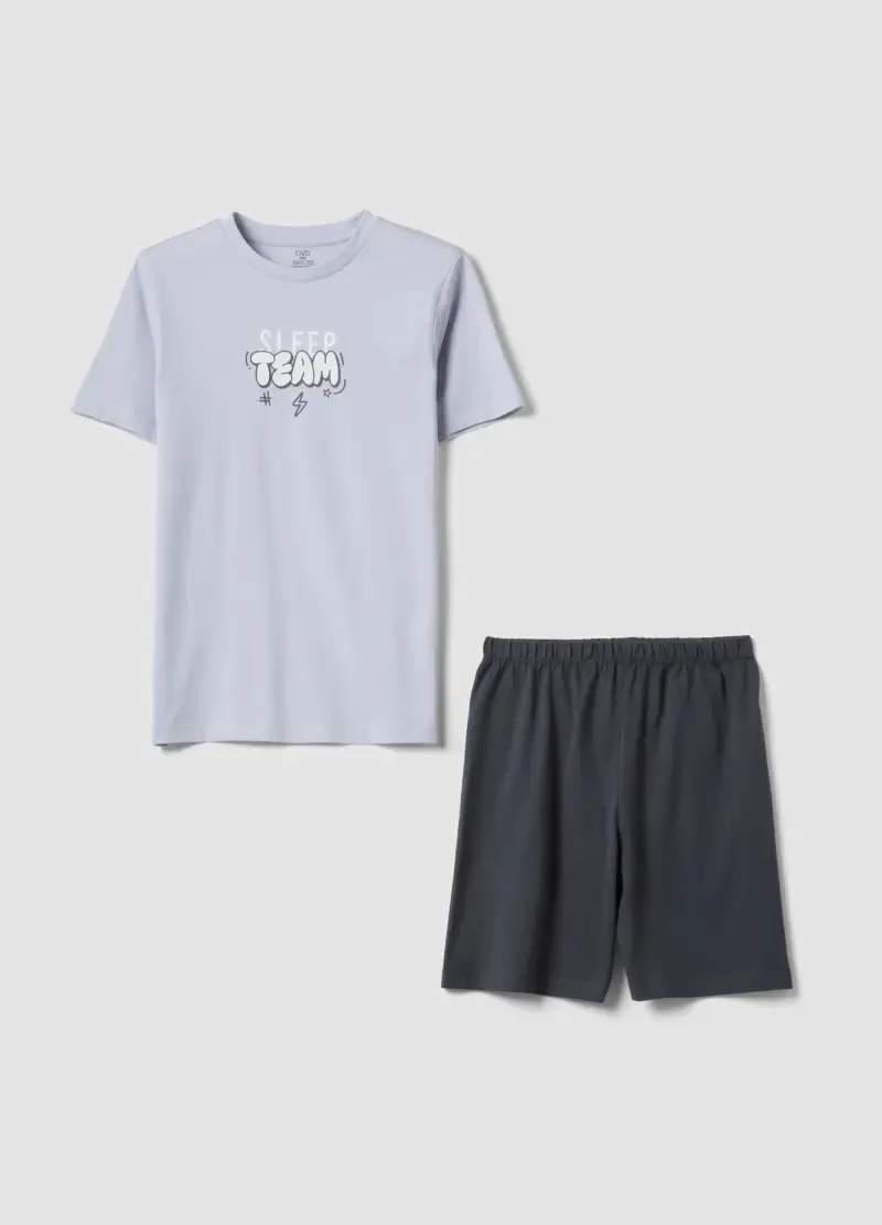 Pigiama Corto In Puro Cotone Multicolor Da Ragazzo Regular Fit, Bambino, Multicolor