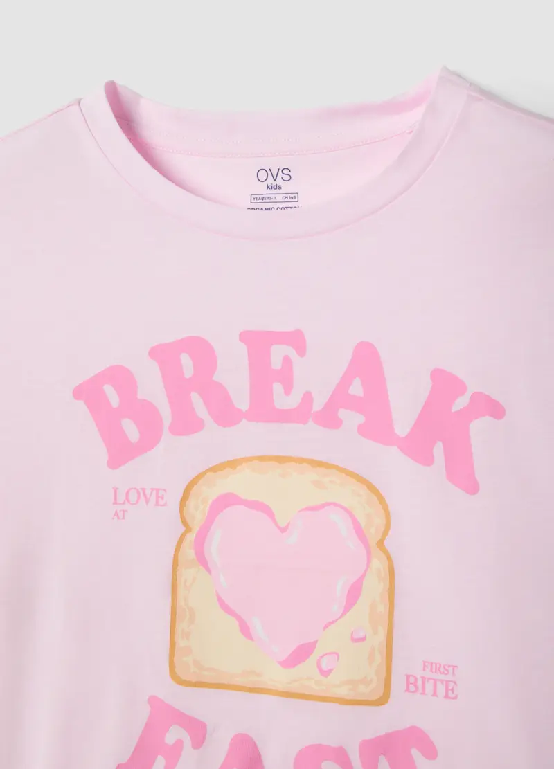 Pigiama Corto In Puro Cotone Rosa Da Ragazza Regular Fit Con Stampa, Bambina, Rosa miniatura 3