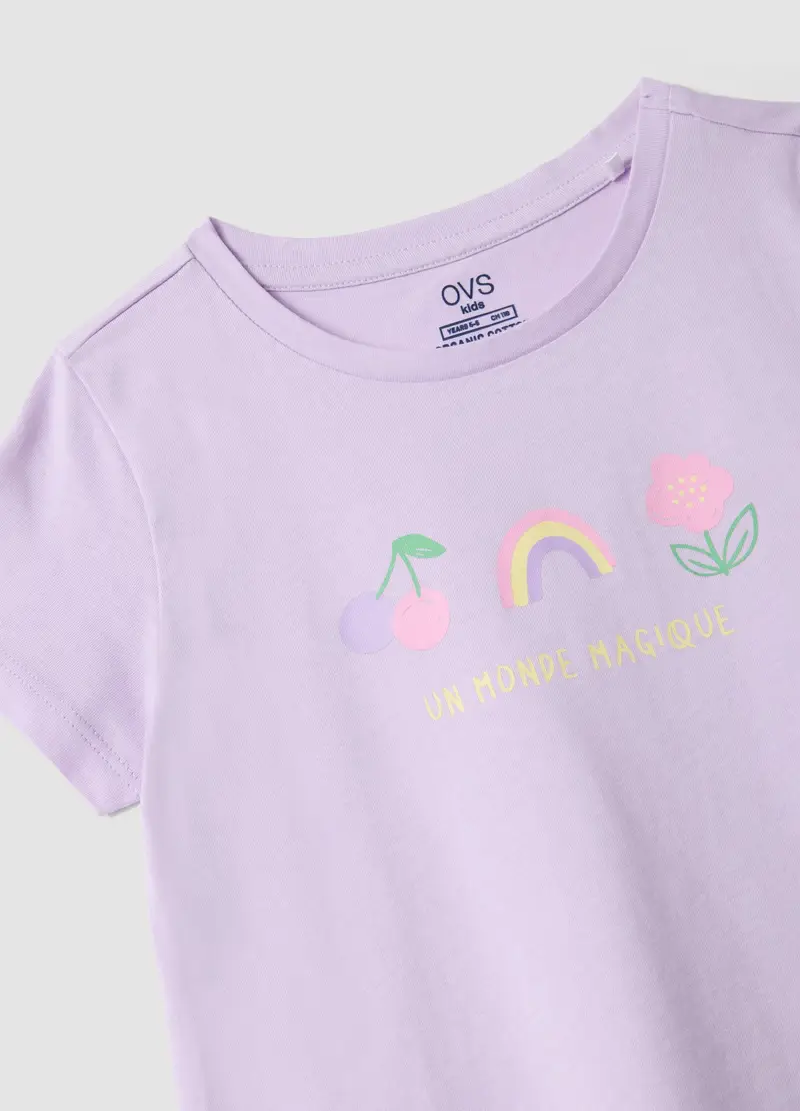 Pigiama Corto In Puro Cotone Viola Da Bambina Regular Fit, Viola miniatura 3