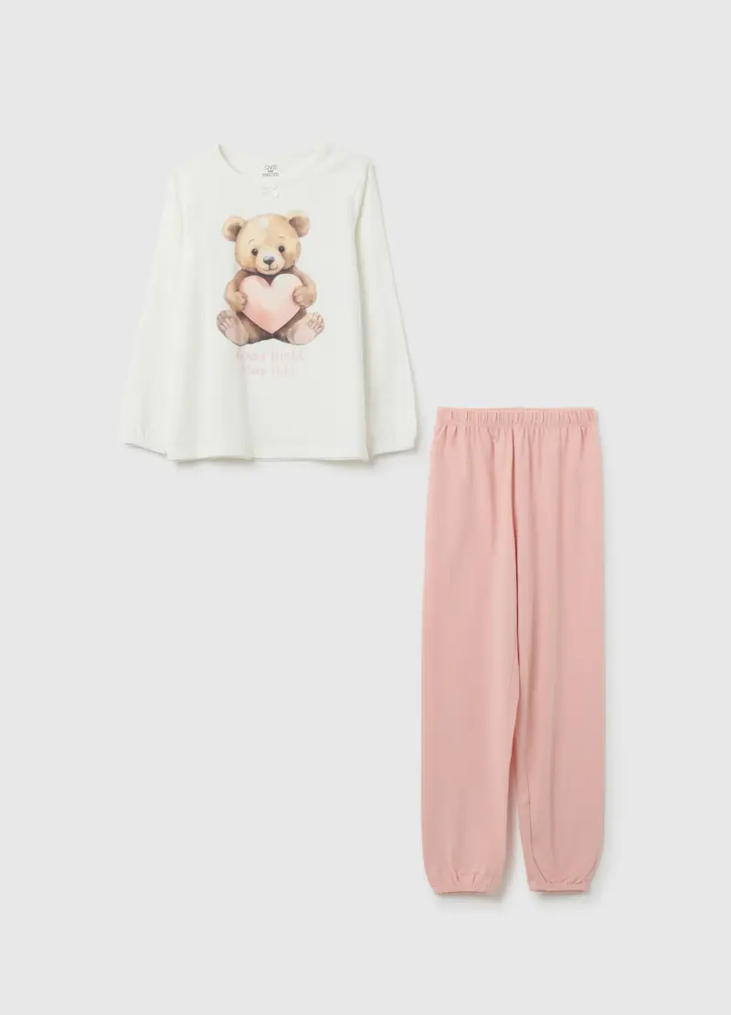 Pigiama Da Bambina In Puro Cotone Multicolor Regular Fit, Multicolor