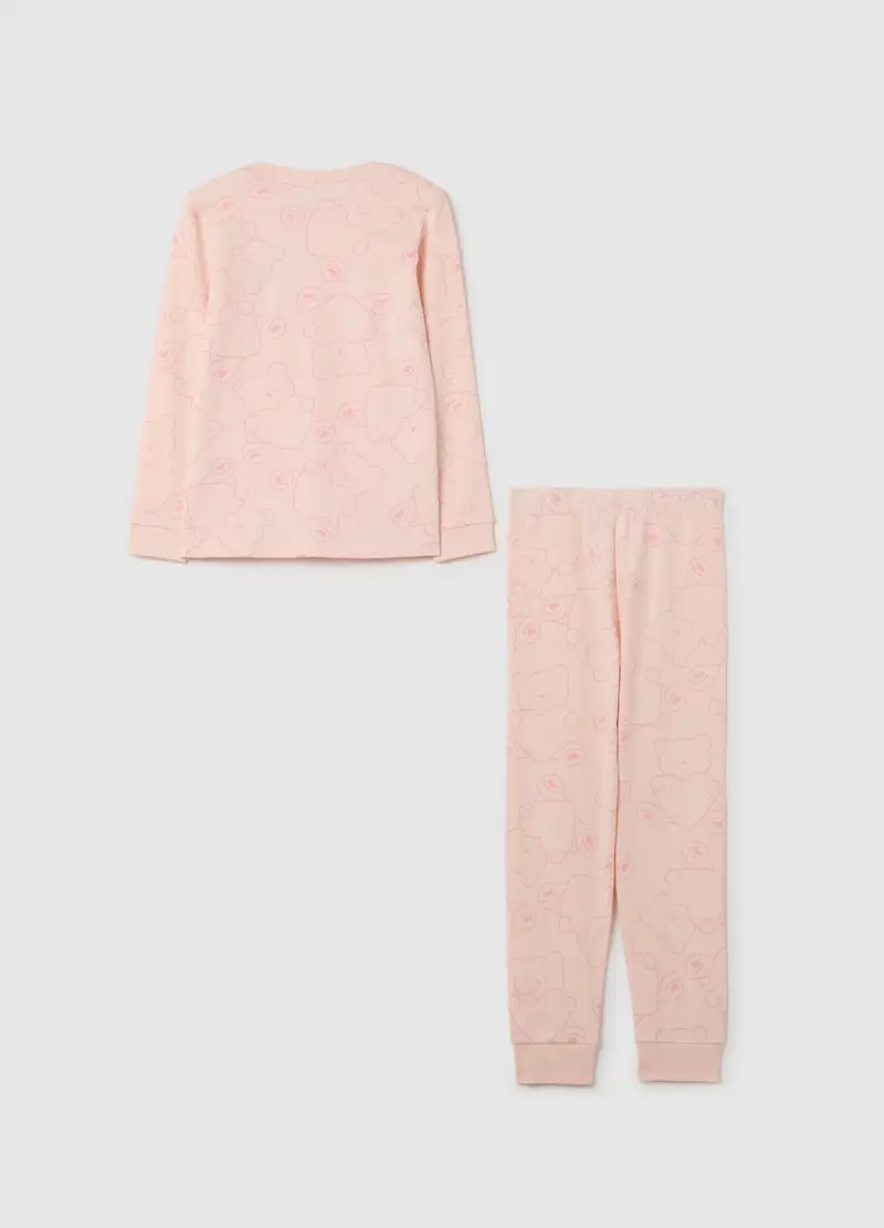 Pigiama Da Bambina In Puro Cotone Rosa Regular Fit, Rosa miniatura 2