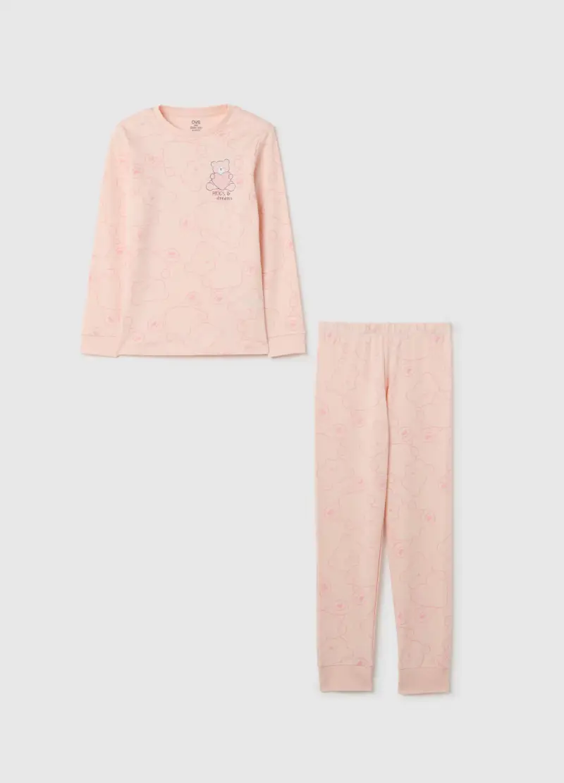Pigiama Da Bambina In Puro Cotone Rosa Regular Fit, Rosa