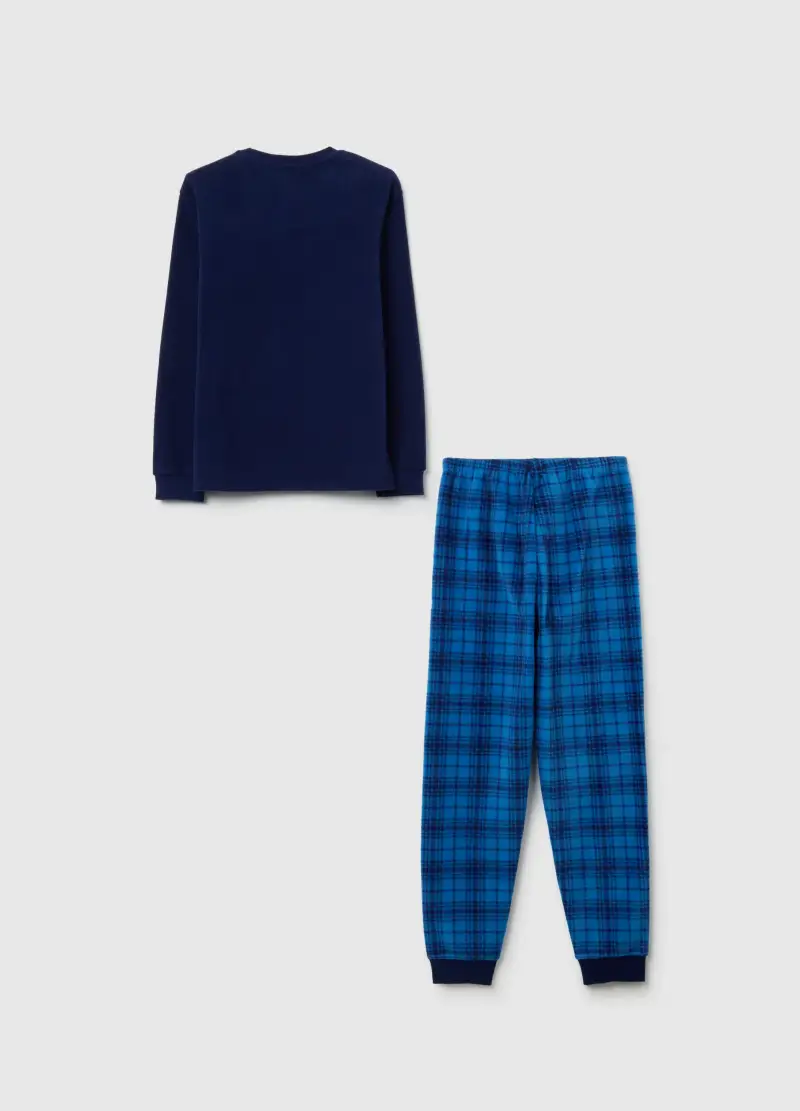 Pigiama Da Bambino In Pile Blu Regular Fit, Multicolor miniatura 2