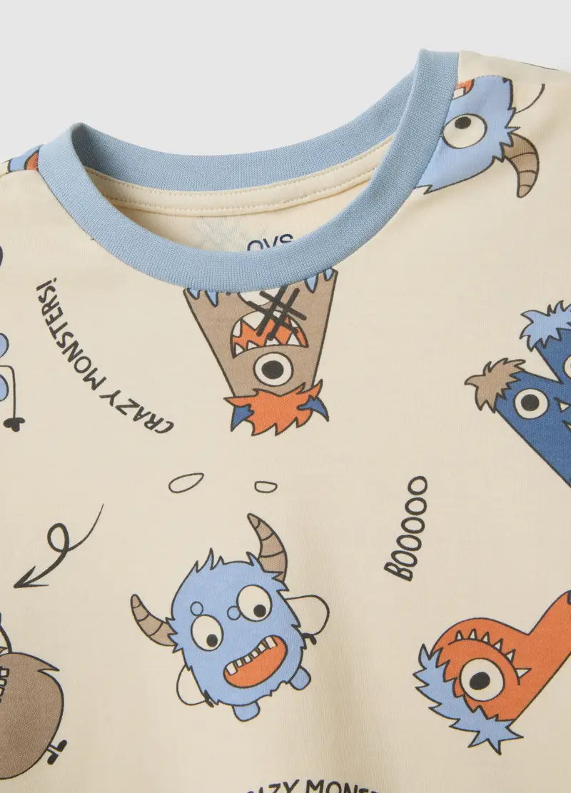 Pigiama Da Bambino In Puro Cotone Beige Regular Fit, Beige miniatura 3