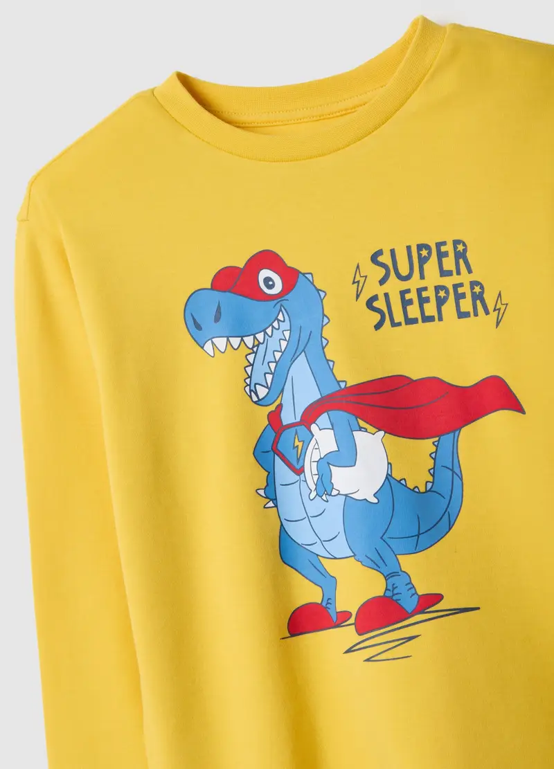 Pigiama Da Bambino In Puro Cotone Multicolor Regular Fit Con Stampa, Multicolor miniatura 3