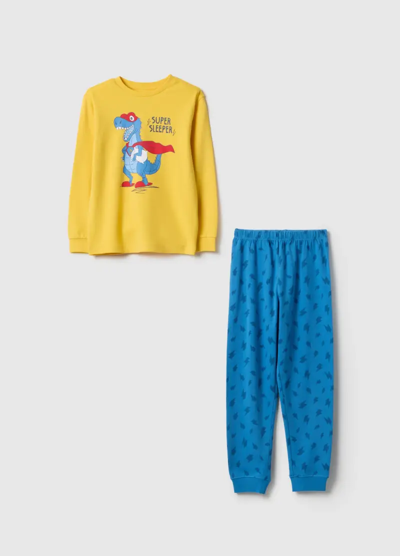 Pigiama Da Bambino In Puro Cotone Multicolor Regular Fit Con Stampa, Multicolor