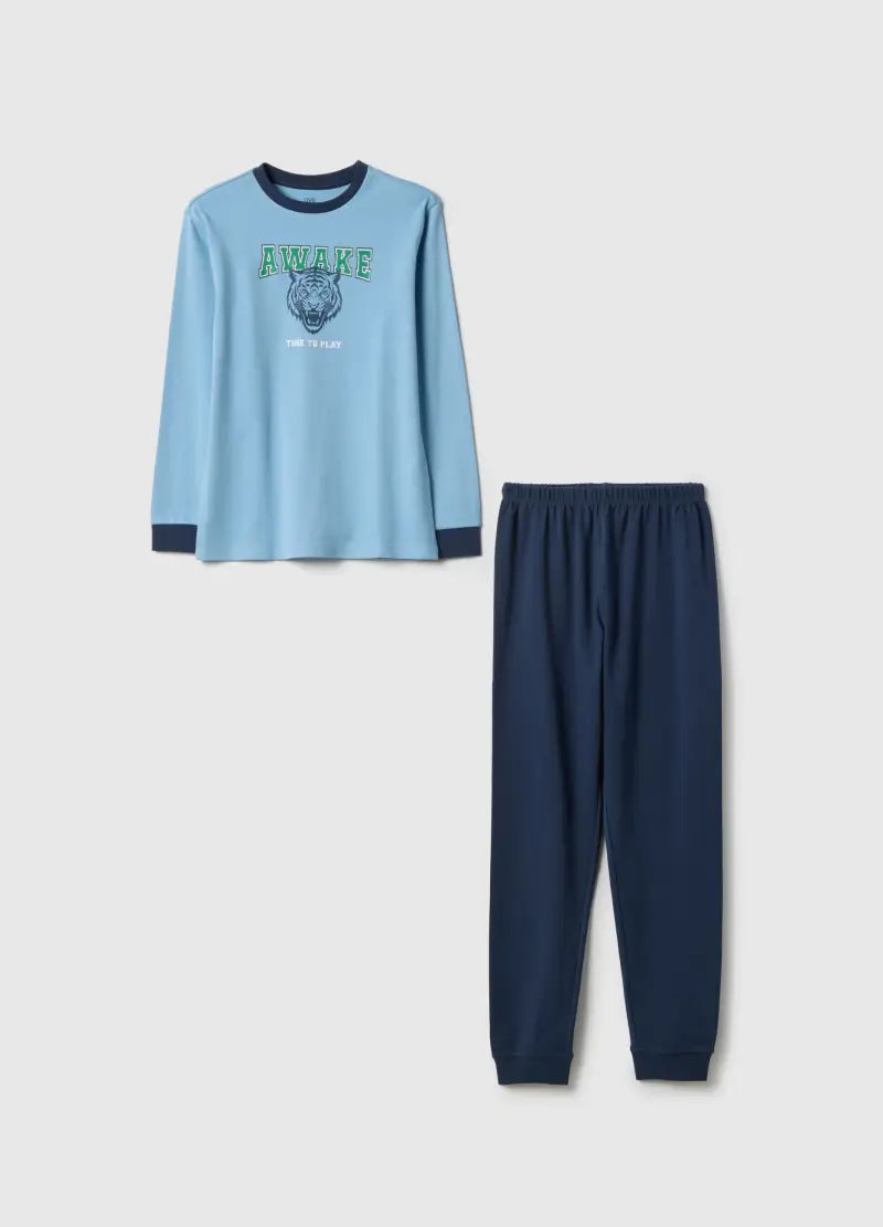 Pigiama Da Bambino In Puro Cotone Multicolor Regular Fit Con Stampa, Multicolor