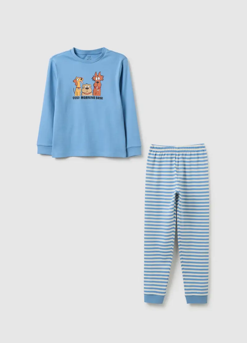 Pigiama Da Bambino In Puro Cotone Multicolor Regular Fit, Multicolor