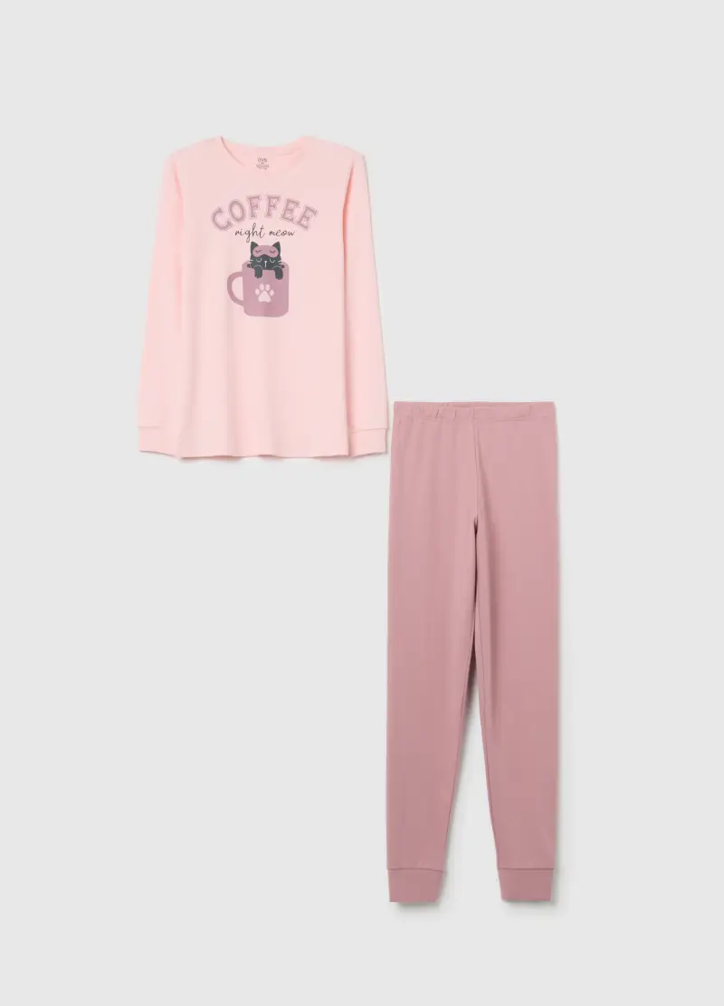 Pigiama Da Ragazza In Puro Cotone Rosa Regular Fit, Bambina, Rosa