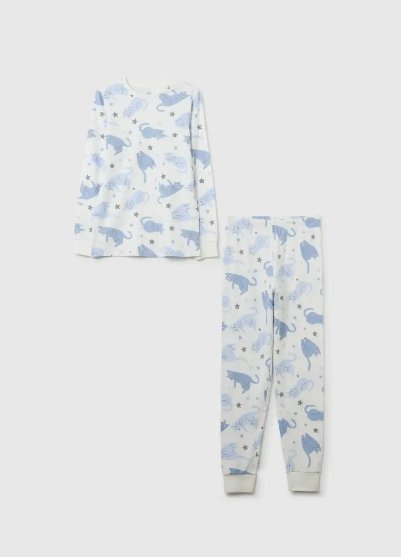 Pigiama Da Ragazze In Puro Cotone Multicolor Con Stampa, Bambina, Multicolor