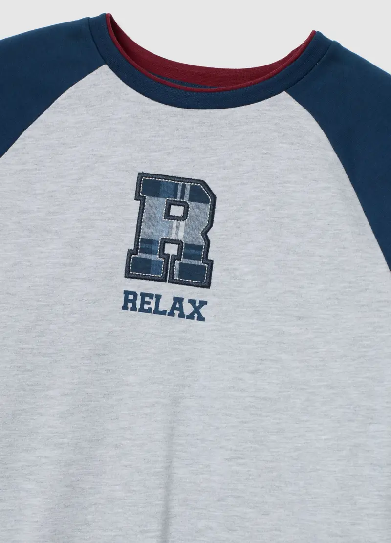 Pigiama Da Ragazzi In Misto Cotone Grigio E Blu Regular Fit, Bambino, Multicolor miniatura 3