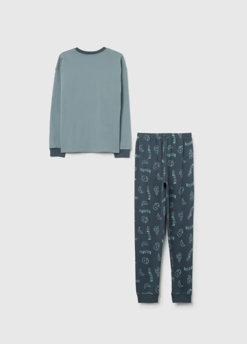 Pigiama Da Ragazzo In Puro Cotone Blu Regular Fit, Bambino, Multicolor miniatura 2