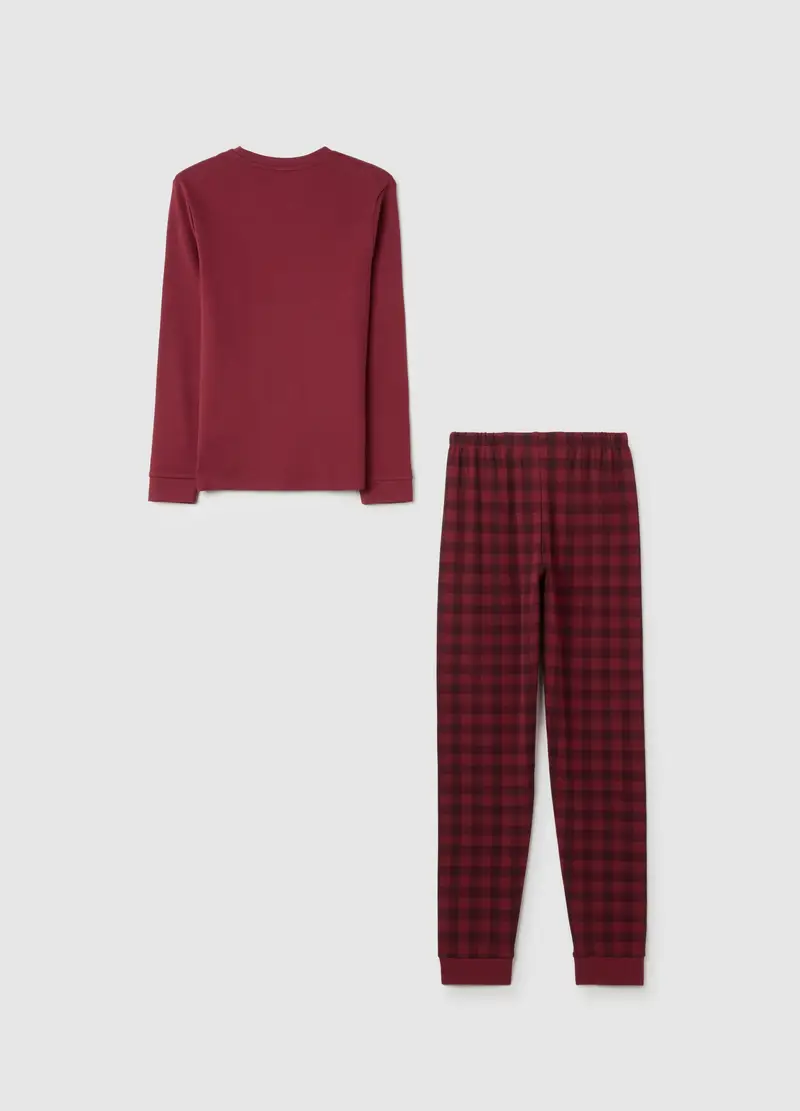 Pigiama Da Ragazzo In Puro Cotone Rosso Regular Fit, Bambino, Rosso miniatura 2