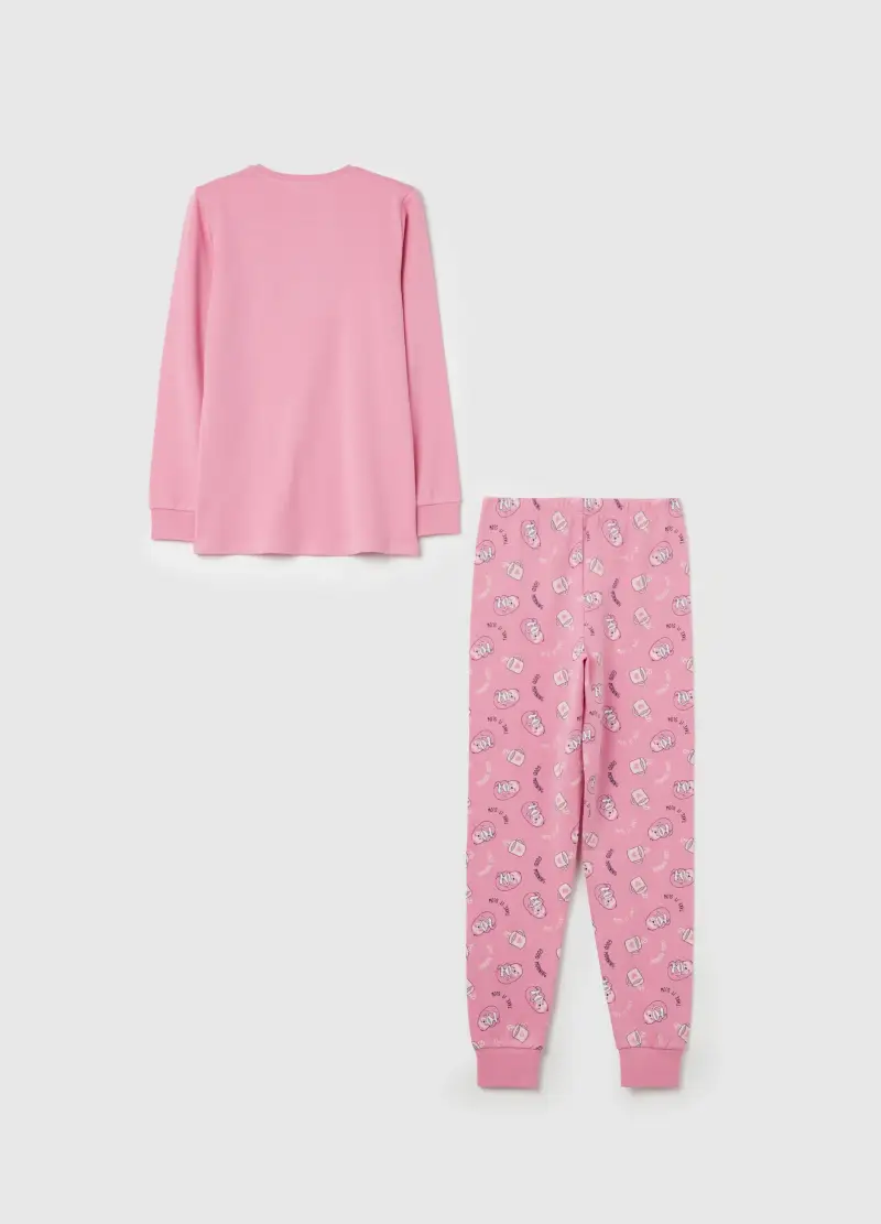 Pigiama In Cotone Bio Con Stampa Bradipo, Bambina, Rosa miniatura 2