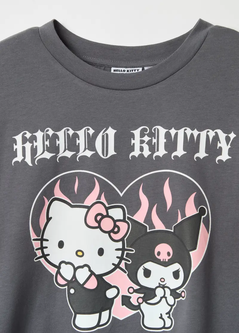 Pigiama In Cotone Bio Stampa Hello Kitty Kuromi, Bambina, Grigio miniatura 3