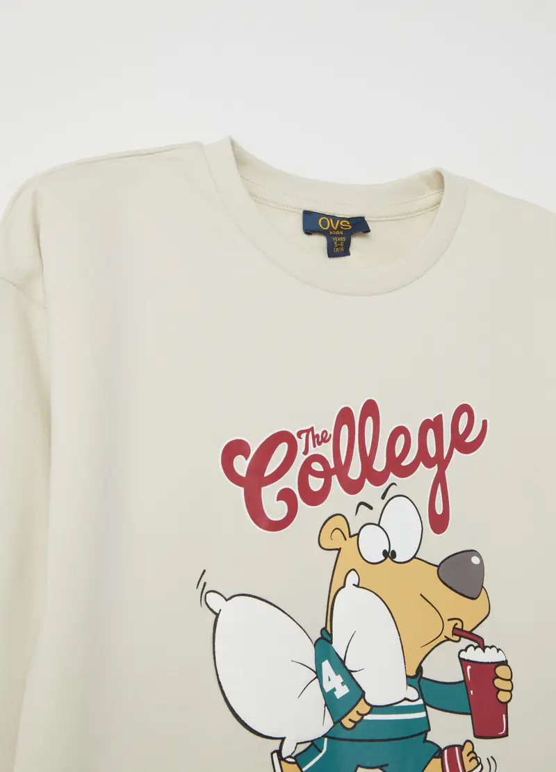 Pigiama In Cotone Bio Stampa "the College Party", Bambino, Multicolor miniatura 3