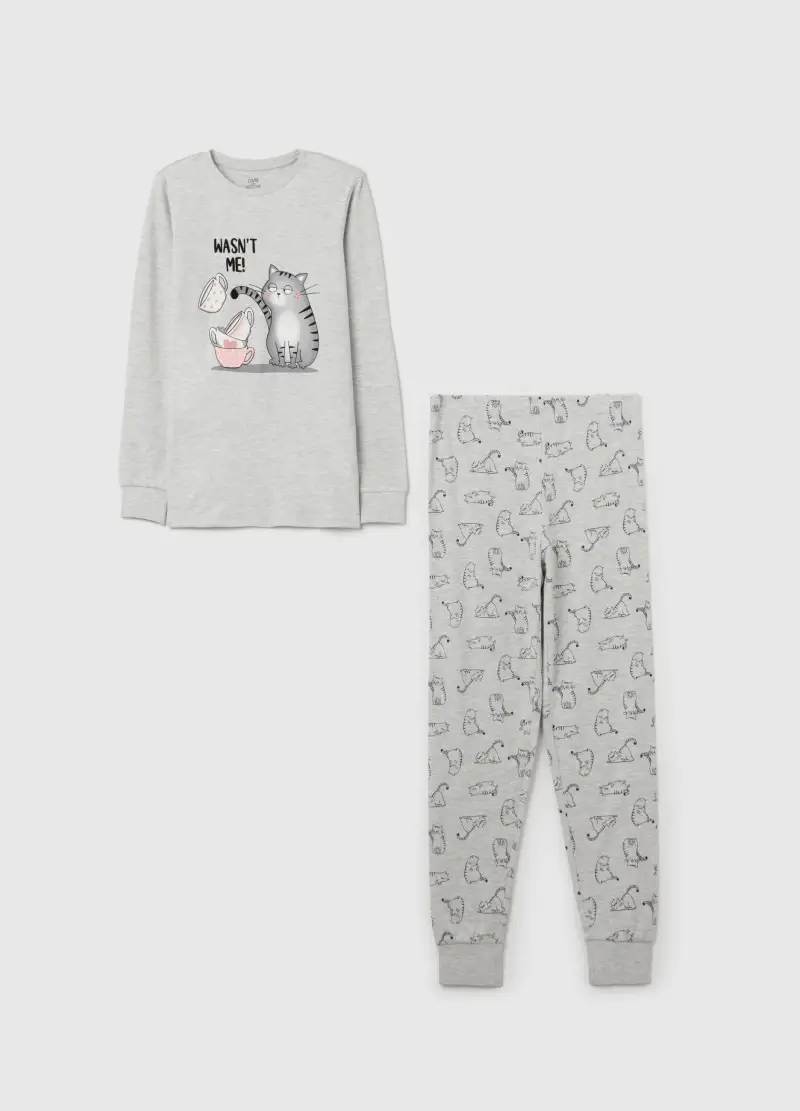 Pigiama In Cotone Bio "wasn't Me", Bambina, Grigio