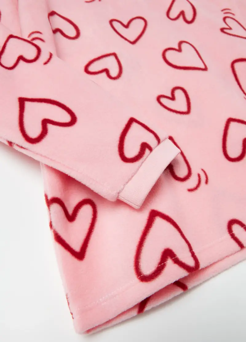 Pigiama In Pile Con Stampa Cuori, Bambina, Rosa miniatura 3