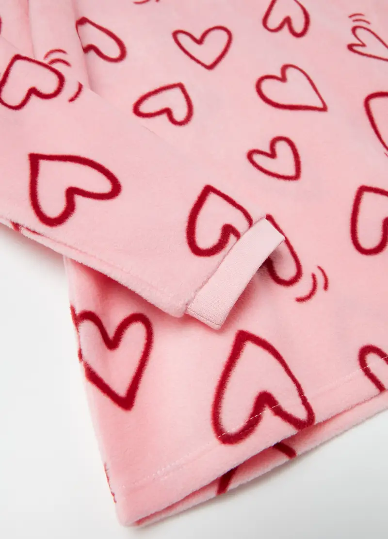 Pigiama In Pile Con Stampa Cuori, Bambina, Rosa miniatura 3