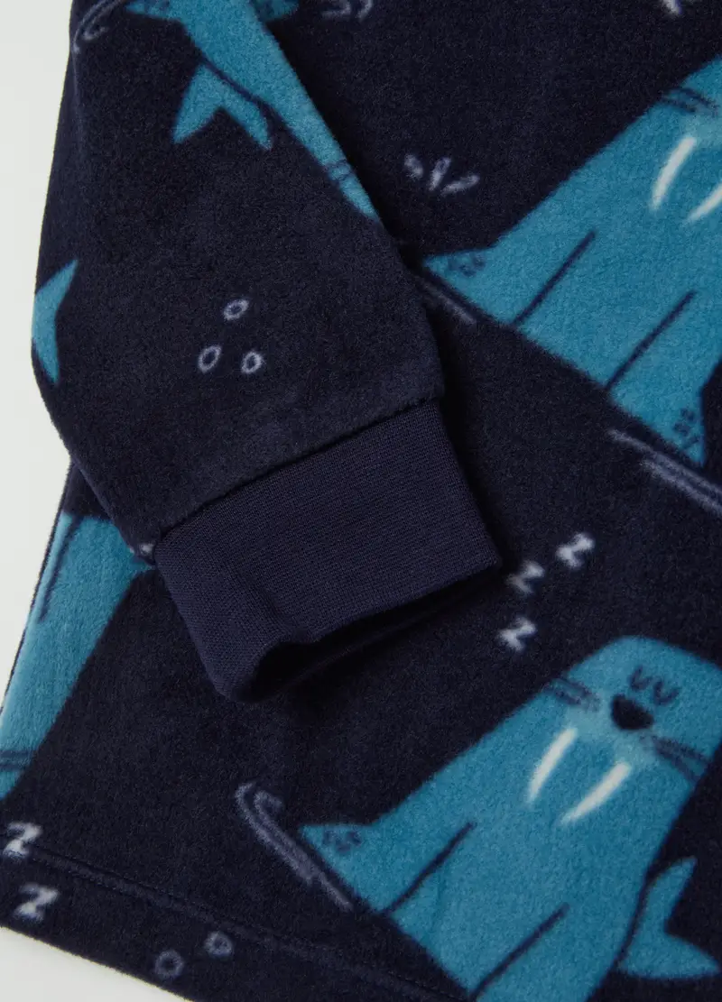 Pigiama In Pile Con Stampa Trichechi, Bambino, Blu miniatura 3