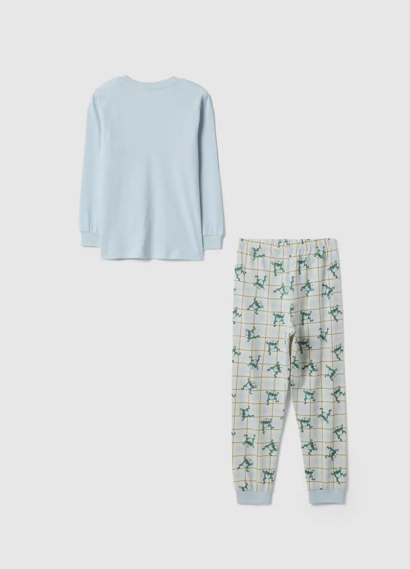 Pigiama In Puro Cotone Azzurro Regular Fit Con Stampa Per Bambino, Azzurro miniatura 2