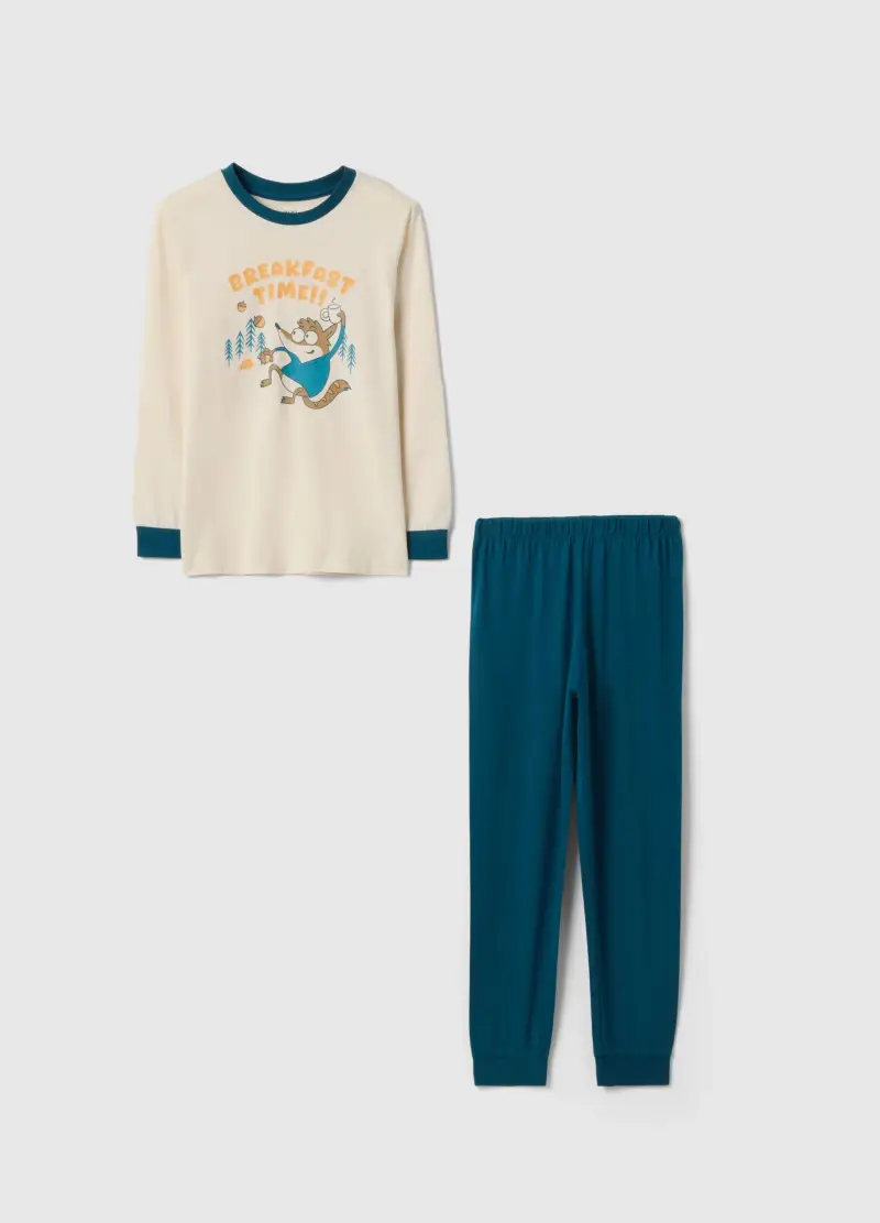 Pigiama In Puro Cotone Multicolor Con Stampa Per Bambino, Multicolor