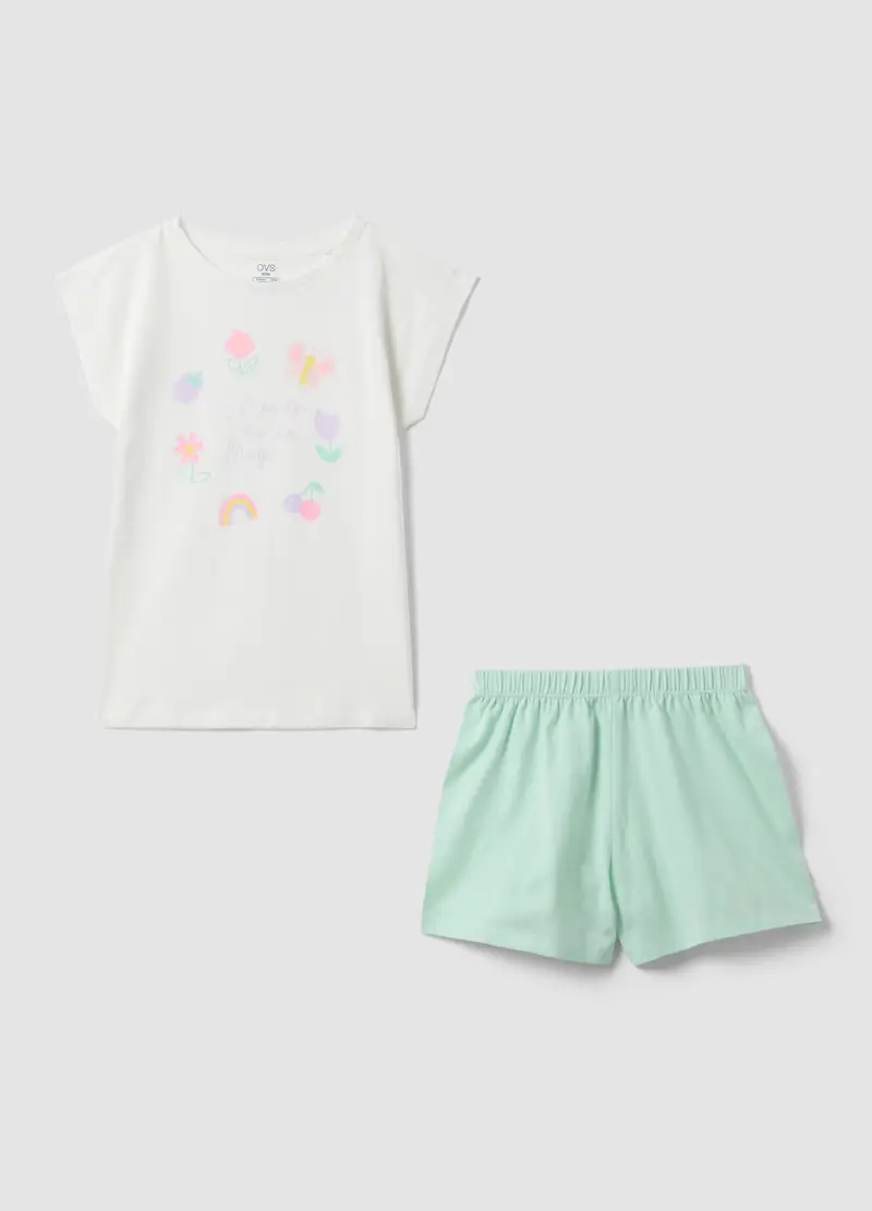 Pigiama In Puro Cotone Multicolor Da Bambina Regular Fit Con Disegni, Multicolor