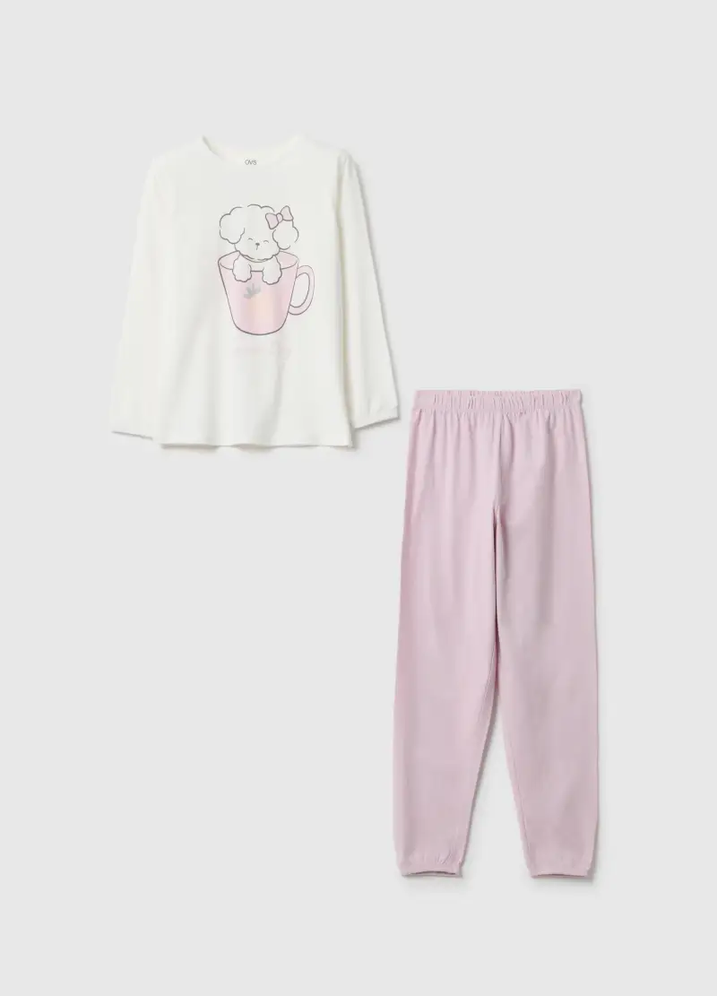 Pigiama In Puro Cotone Multicolor Da Bambina Regular Fit, Multicolor