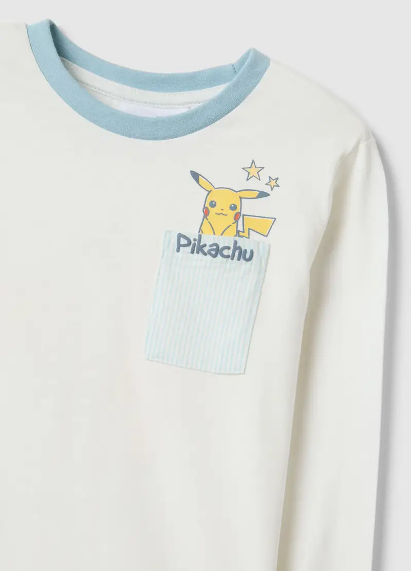 Pigiama In Puro Cotone Multicolor Da Bambino Regular Fit Con Pikachu, Multicolor miniatura 3