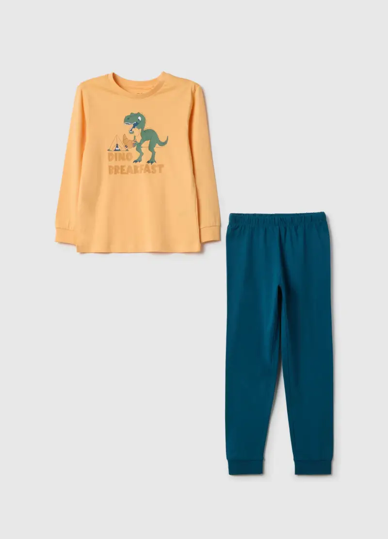 Pigiama In Puro Cotone Multicolor Da Bambino Regular Fit Con Stampa, Multicolor