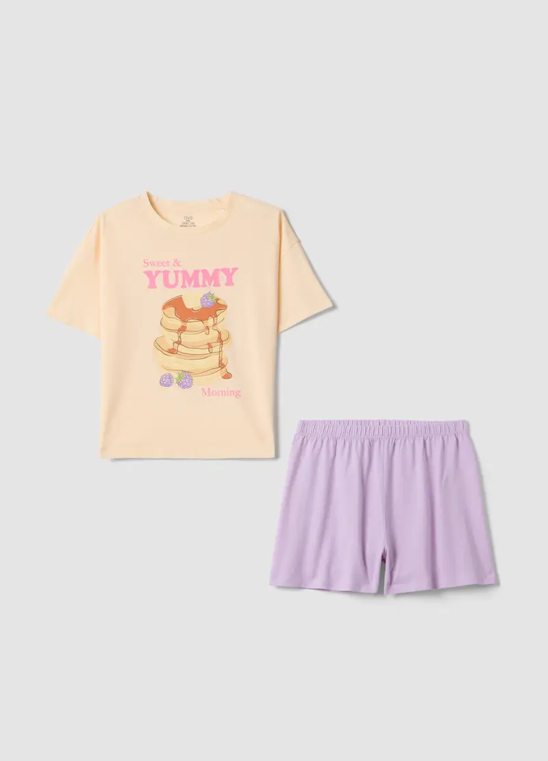 Pigiama In Puro Cotone Multicolor Da Ragazza Regular Fit Con Stampe, Bambina, Multicolor