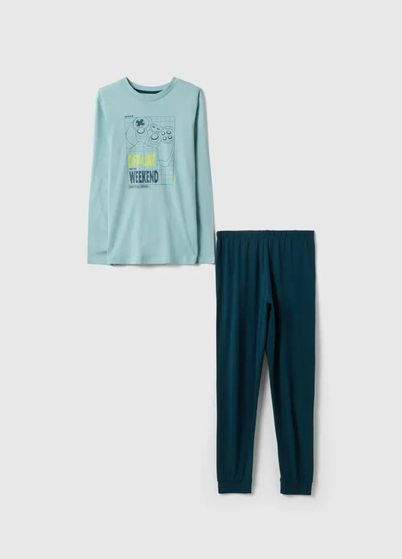 Pigiama In Puro Cotone Multicolor Da Ragazzo Con Stampa Videogames, Bambino, Multicolor