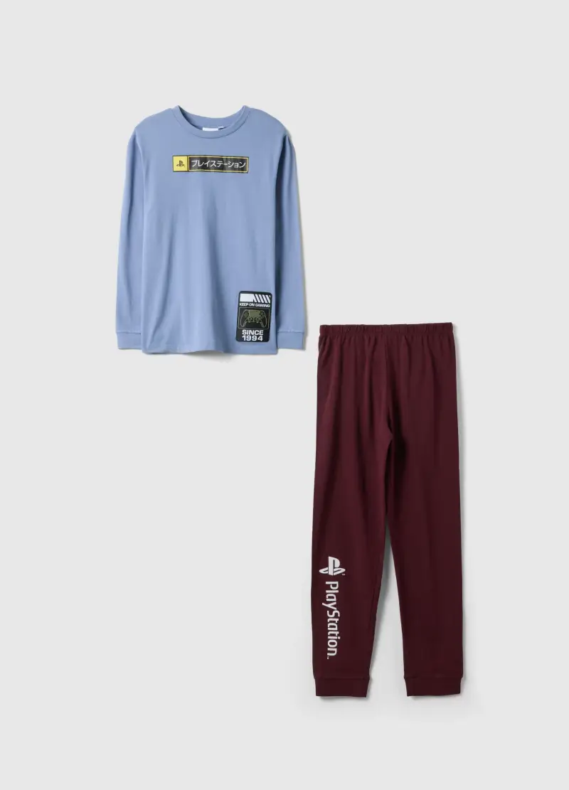 Pigiama In Puro Cotone Multicolor Da Ragazzo Con Stampe Playstation, Bambino, Multicolor