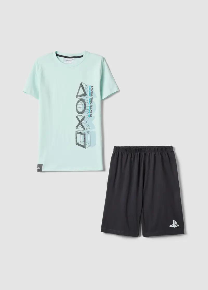 Pigiama In Puro Cotone Multicolor Da Ragazzo Con Stampe Playstation, Bambino, Multicolor