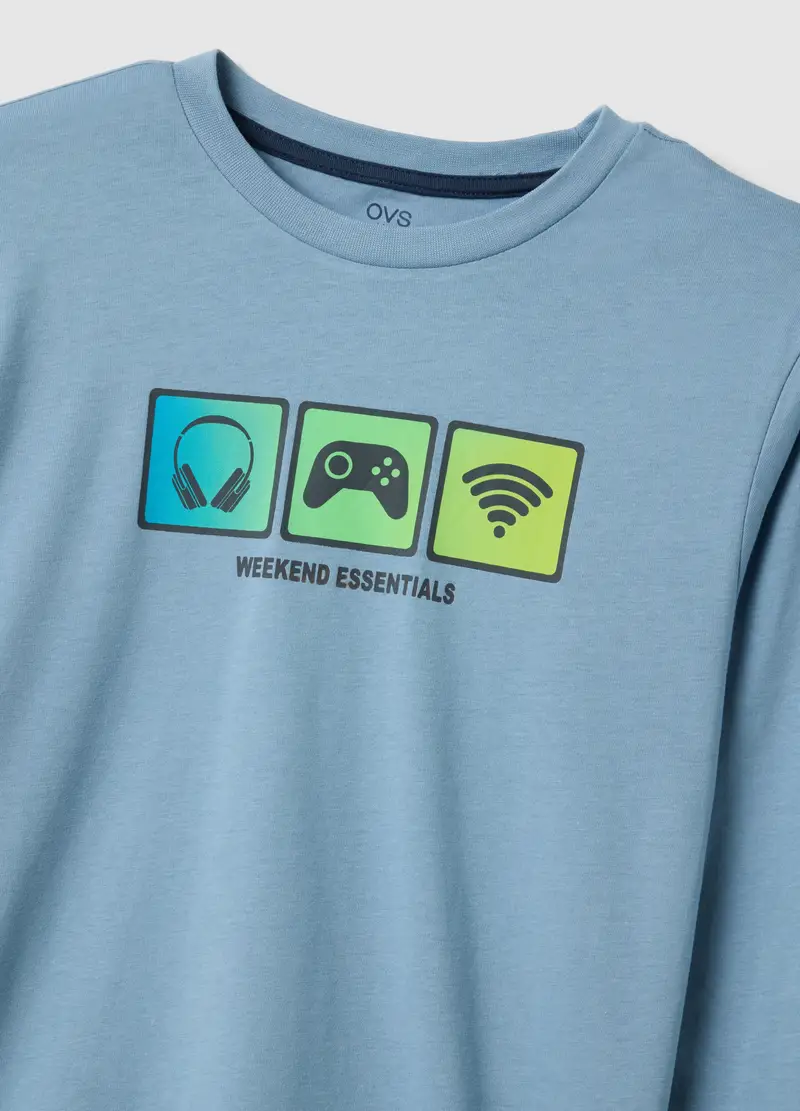 Pigiama In Puro Cotone Multicolor Da Ragazzo Regular Fit Con Stampa, Bambino, Multicolor miniatura 3