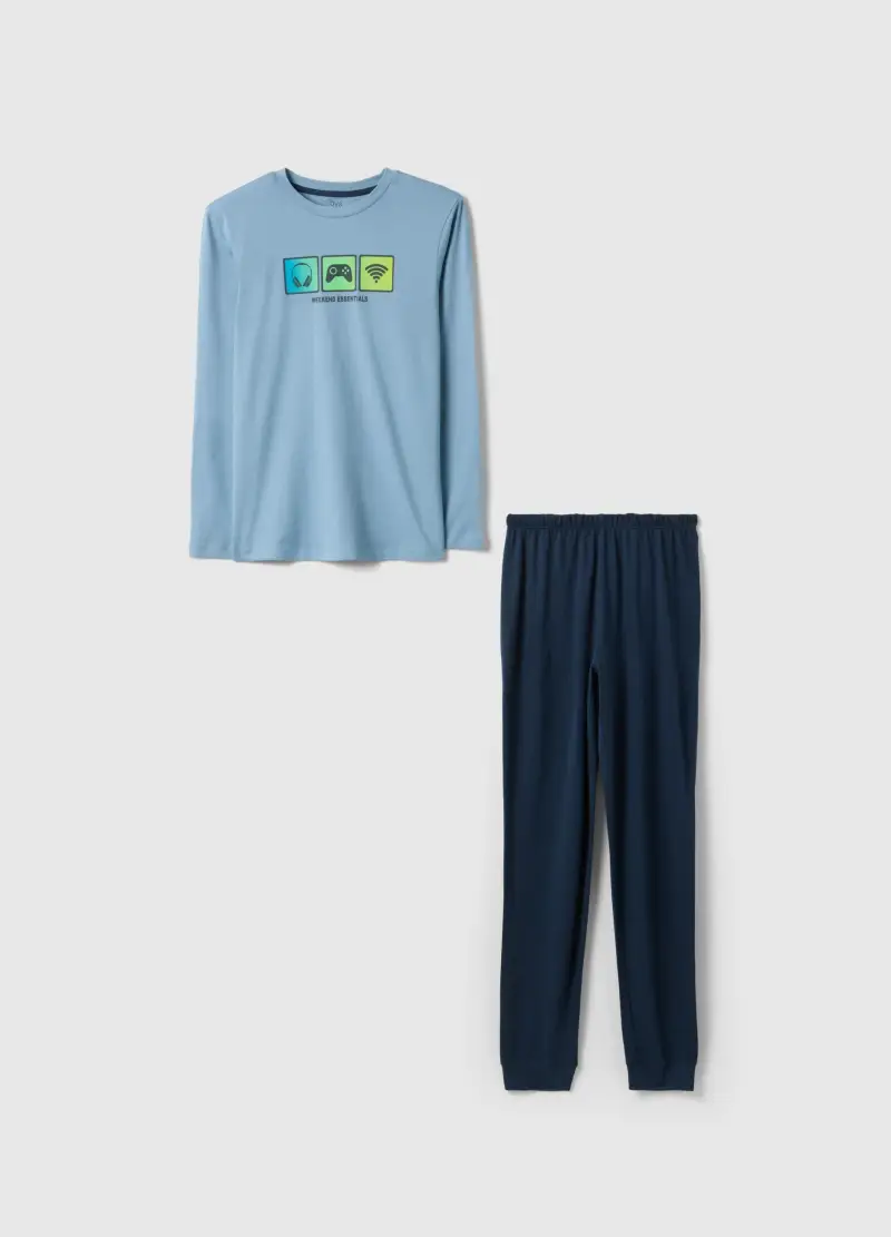 Pigiama In Puro Cotone Multicolor Da Ragazzo Regular Fit Con Stampa, Bambino, Multicolor