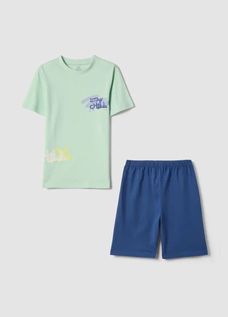 Pigiama In Puro Cotone Multicolor Da Ragazzo Regular Fit Con Stampa, Bambino, Multicolor