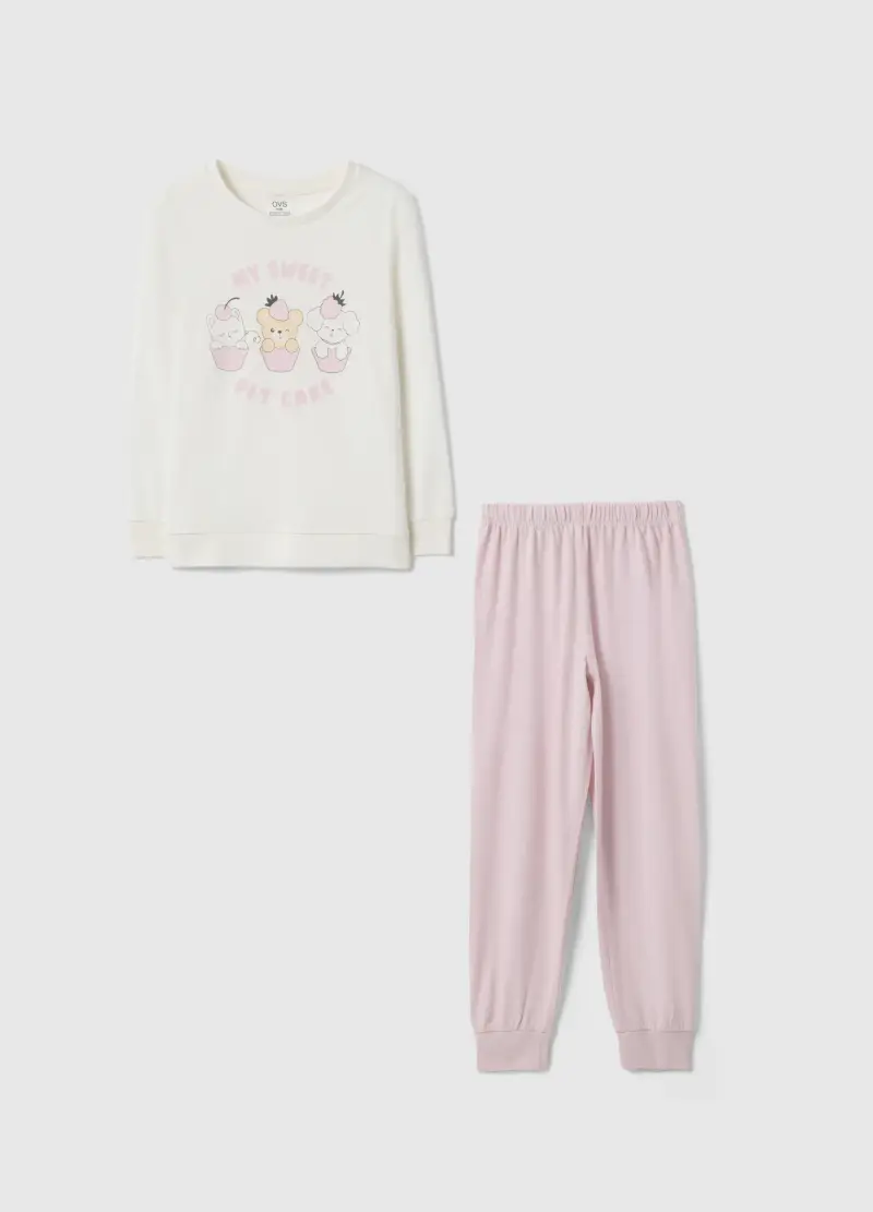 Pigiama In Puro Cotone Multicolor Regular Fit Per Bambina, Multicolor