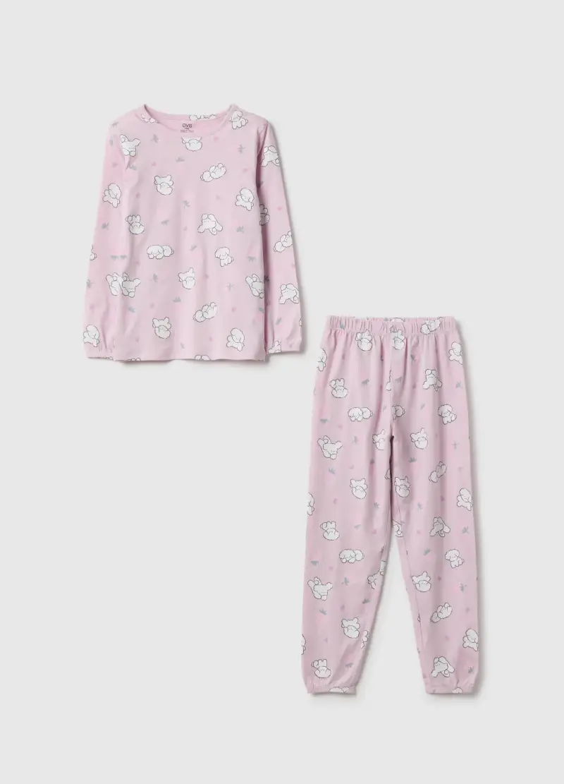 Pigiama In Puro Cotone Rosa Regular Fit Con Stampe Per Bambine, Bambina, Rosa