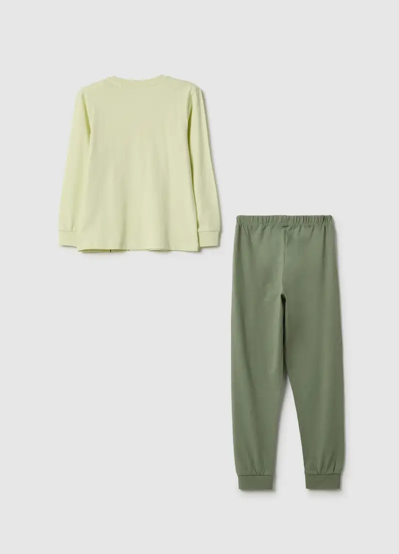 Pigiama In Puro Cotone Verde Da Bambino Regular Fit Con Stampa Ranocchio, Verde miniatura 2