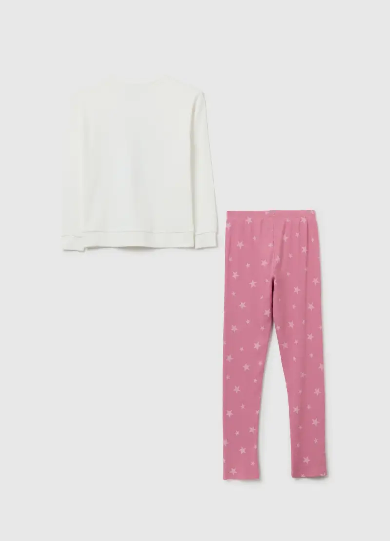 Pigiama Lungo Bianco E Rosa, Bambina, Bianco miniatura 2