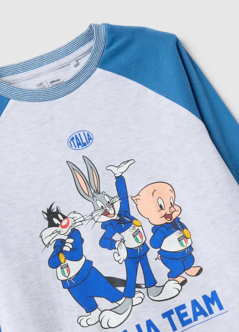 Pigiama Multicolor Da Bambino In Misto Cotone Looney Tunes X Italia Team, Multicolor miniatura 3