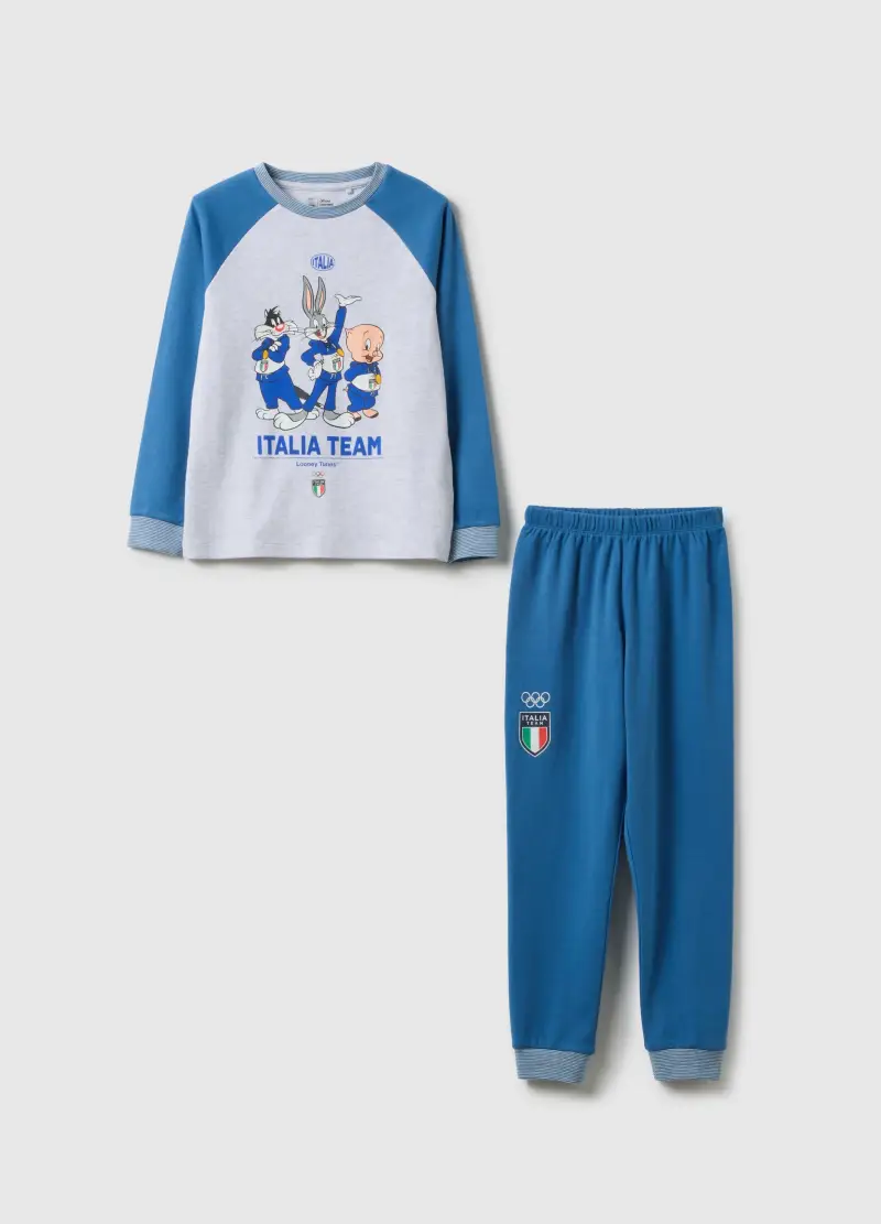 Pigiama Multicolor Da Bambino In Misto Cotone Looney Tunes X Italia Team, Multicolor