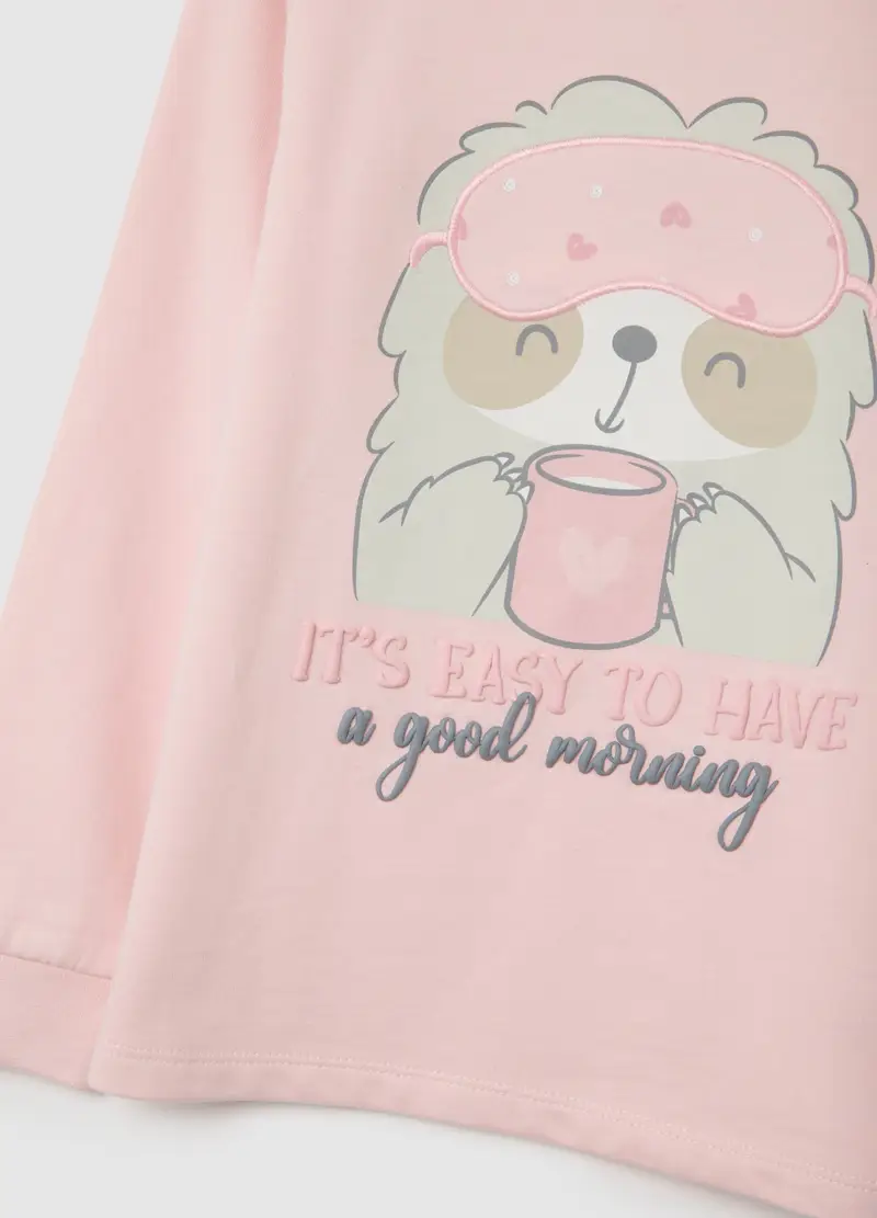 Pigiama Rosa Da Bambina In Puro Cotone Regular Fit Con Stampa, Rosa miniatura 3