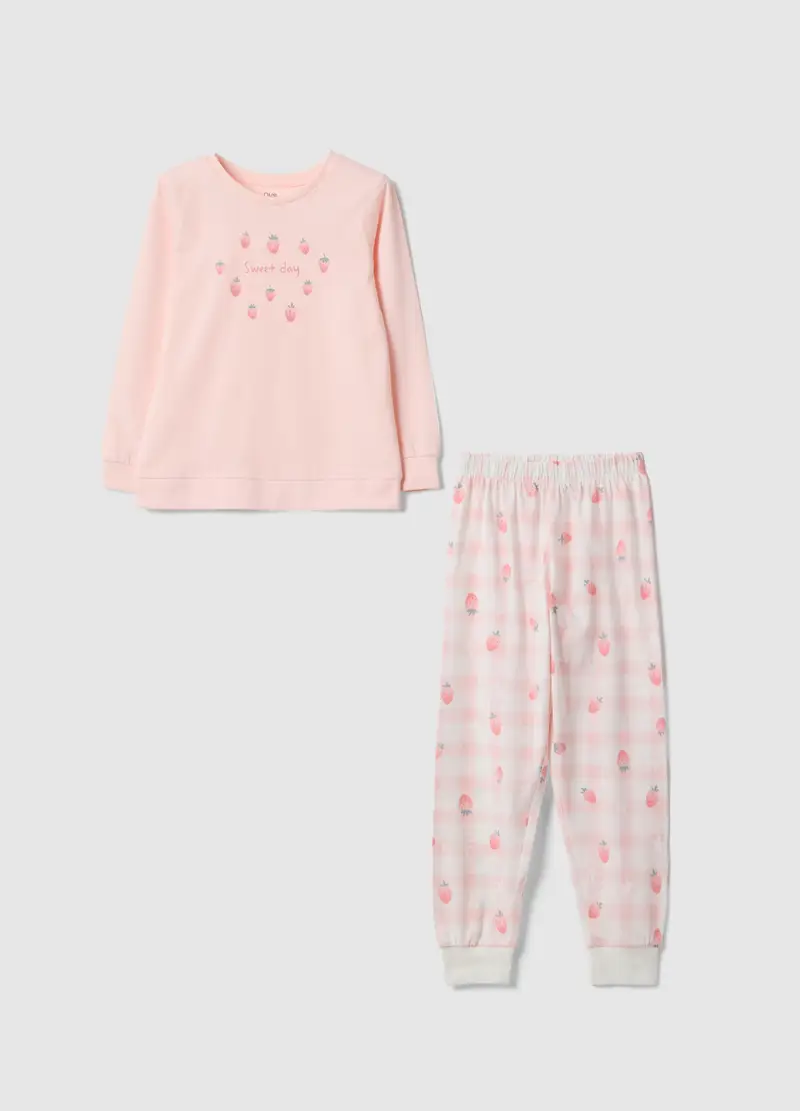 Pigiama Rosa In Cotone Organico, Bambina, Beige